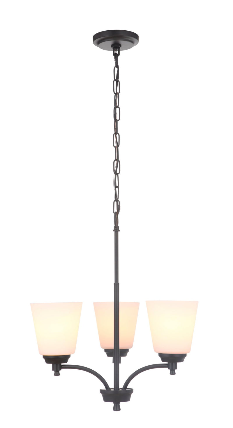 Tyler 3 Light 19.5" Chandelier in Flat Black