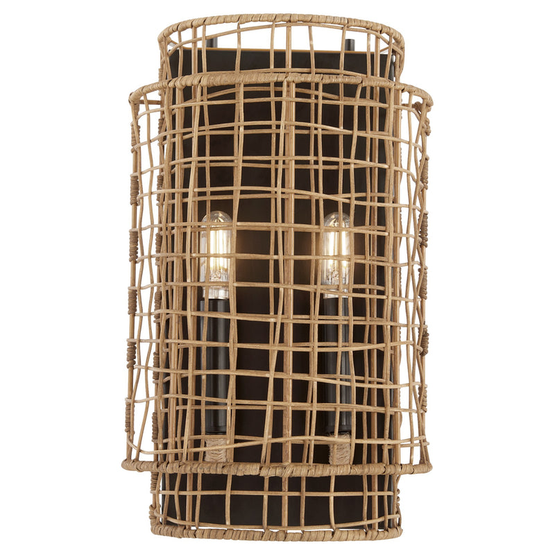 Abaca 2 Light Wall Sconce in Matte Black