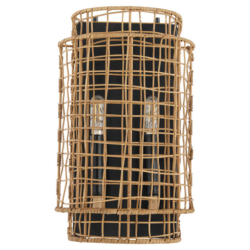Abaca 2 Light Wall Sconce in Matte Black