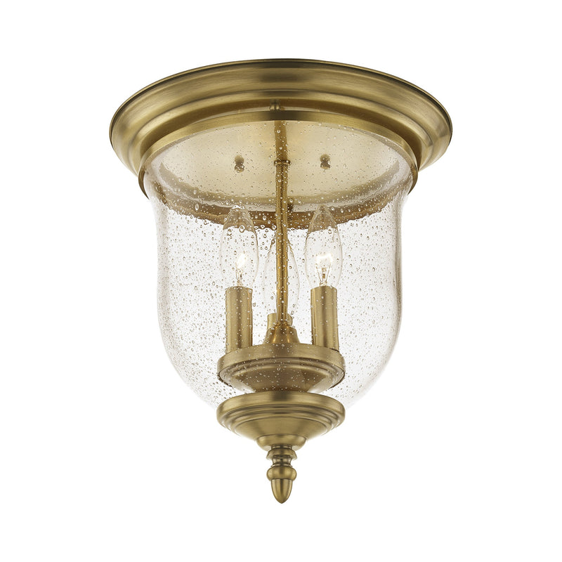 Legacy 3-Light Flush Mount in Antique Brass