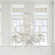 Paris Market 4 Light 13.5" Chandelier in Antique White in a room setting