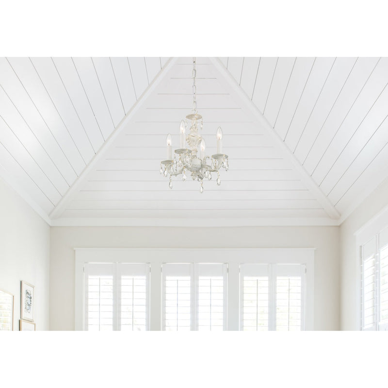Paris Market 4 Light 13.5" Chandelier in Antique White in a room setting