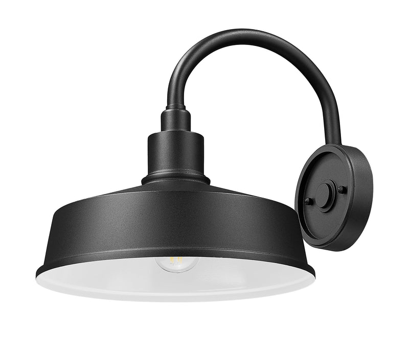 RLM 1 Light 12" Outdoor Wall Light, 12.5" Tall in Sand Black