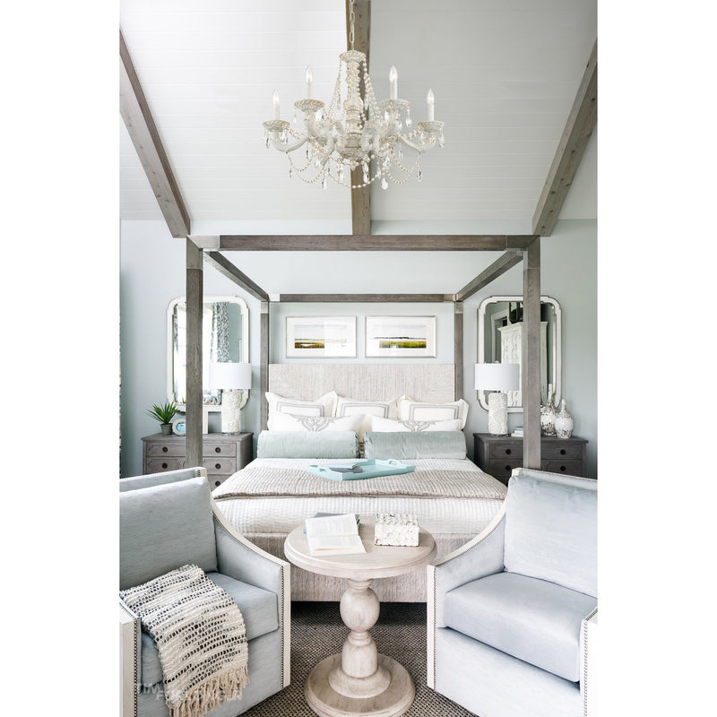 Paris Market 6 Light 28" Chandelier in Antique White in a room setting