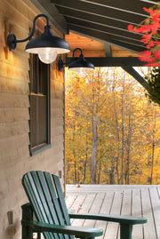 RLM 1 Light 14" Outdoor Wall Light, 15.5" Tall in Sand Black in a room setting