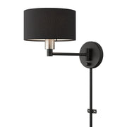 Bainbridge Swing Arm Wall Lamp in Black with Brushed Nickel Accents
