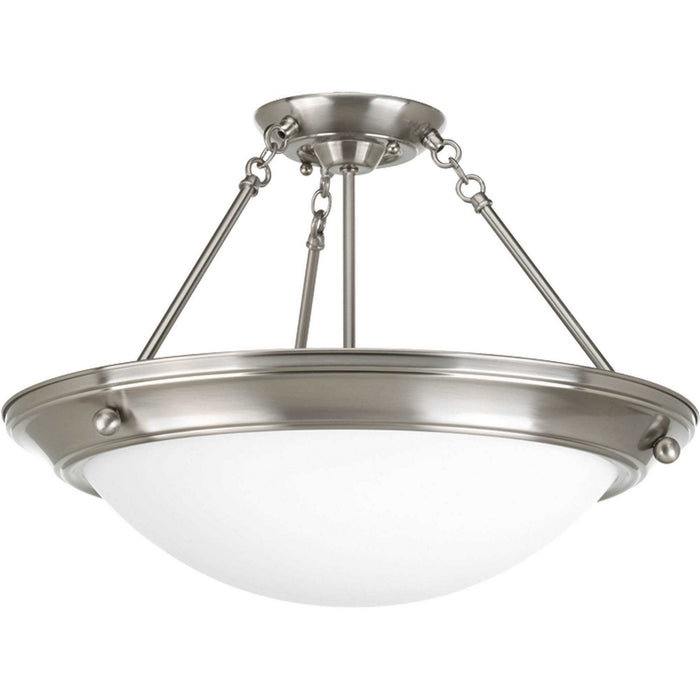 Eclipse Three Light Semi-Flush Mount in Brushed Nickel