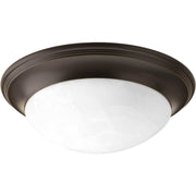 Alabaster Glass 2-Light Flush Mount in Antique Bronze