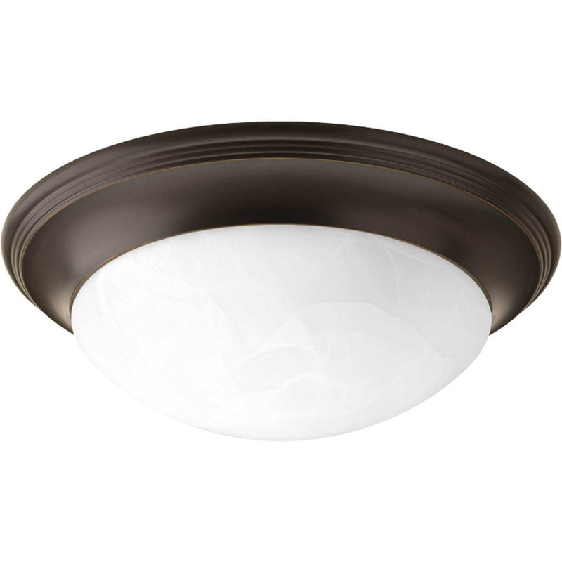 Alabaster Glass 2-Light Flush Mount in Antique Bronze