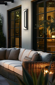 Banff 2 Light 6" Outdoor Wall Light, 22" Tall in Sand Black in a room setting