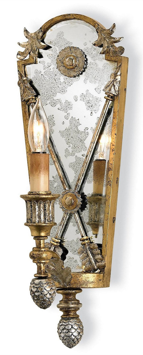 Napoli Wall Sconce in Gold Leaf/Majestic Silver Leaf/Antique Mirror