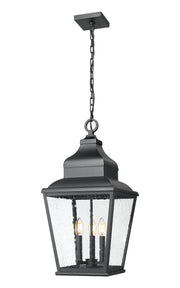 Raphael 3 Light 12" Outdoor Chain Mount Ceiling Fixture in Sand Black