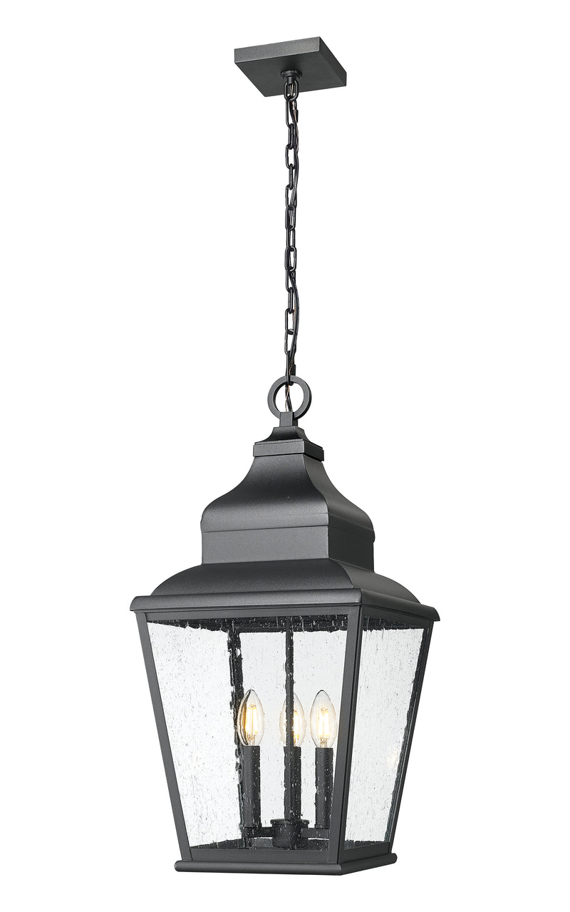 Raphael 3 Light 12" Outdoor Chain Mount Ceiling Fixture in Sand Black
