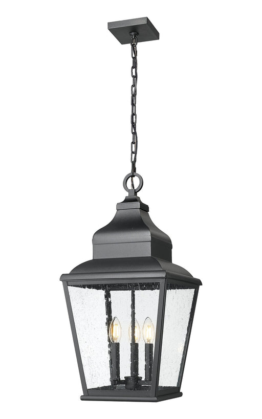 Raphael 3 Light 12" Outdoor Chain Mount Ceiling Fixture in Sand Black