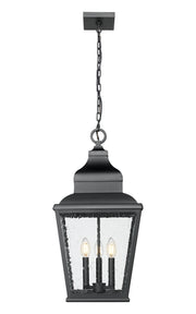 Raphael 3 Light 12" Outdoor Chain Mount Ceiling Fixture in Sand Black
