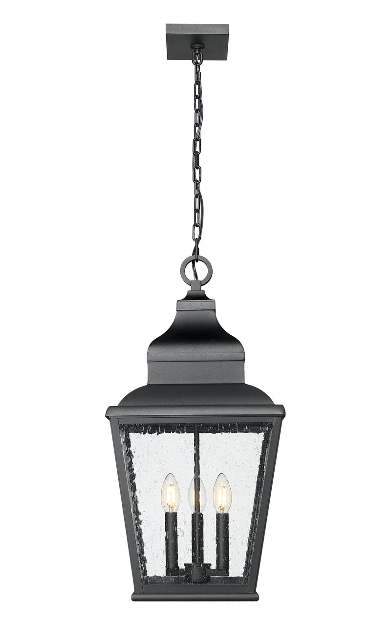 Raphael 3 Light 12" Outdoor Chain Mount Ceiling Fixture in Sand Black