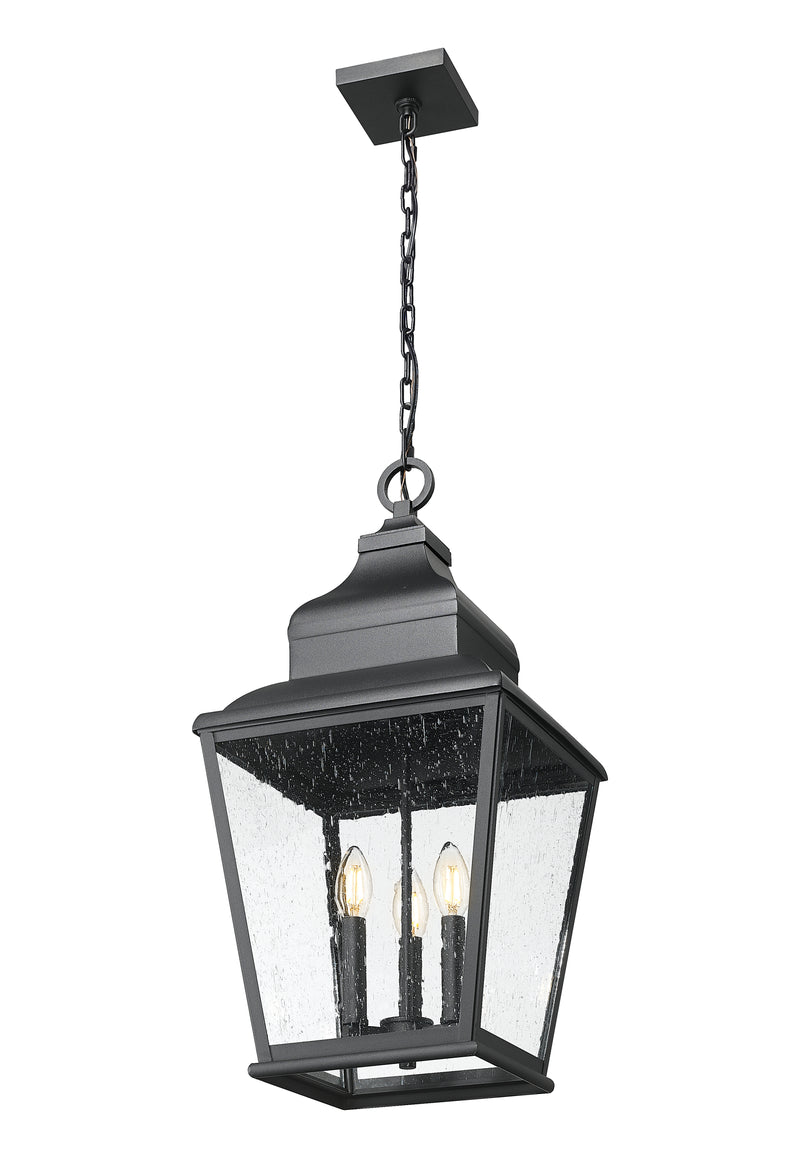 Raphael 3 Light 12" Outdoor Chain Mount Ceiling Fixture in Sand Black
