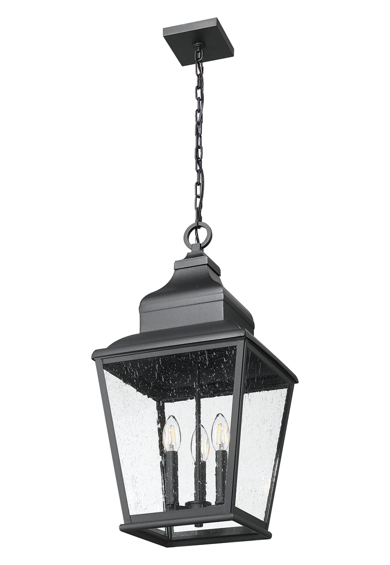 Raphael 3 Light 12" Outdoor Chain Mount Ceiling Fixture in Sand Black