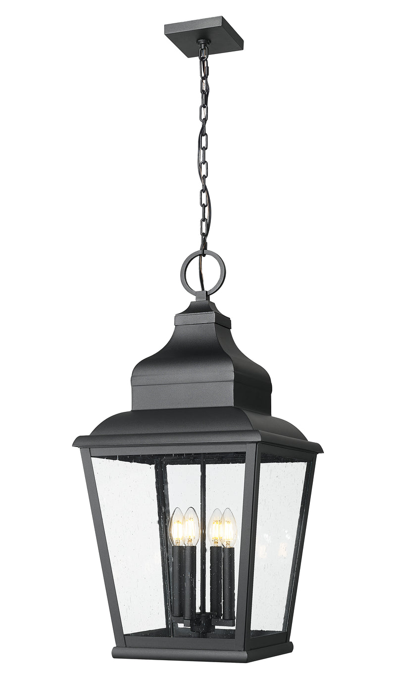 Raphael 4 Light 14" Outdoor Chain Mount Ceiling Fixture in Sand Black