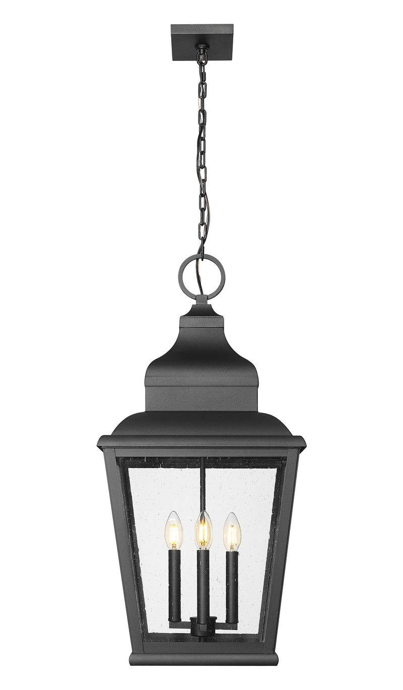 Raphael 4 Light 14" Outdoor Chain Mount Ceiling Fixture in Sand Black