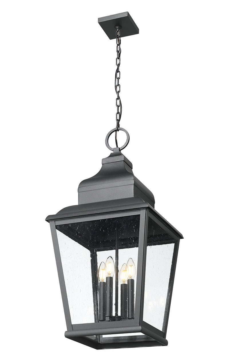 Raphael 4 Light 14" Outdoor Chain Mount Ceiling Fixture in Sand Black