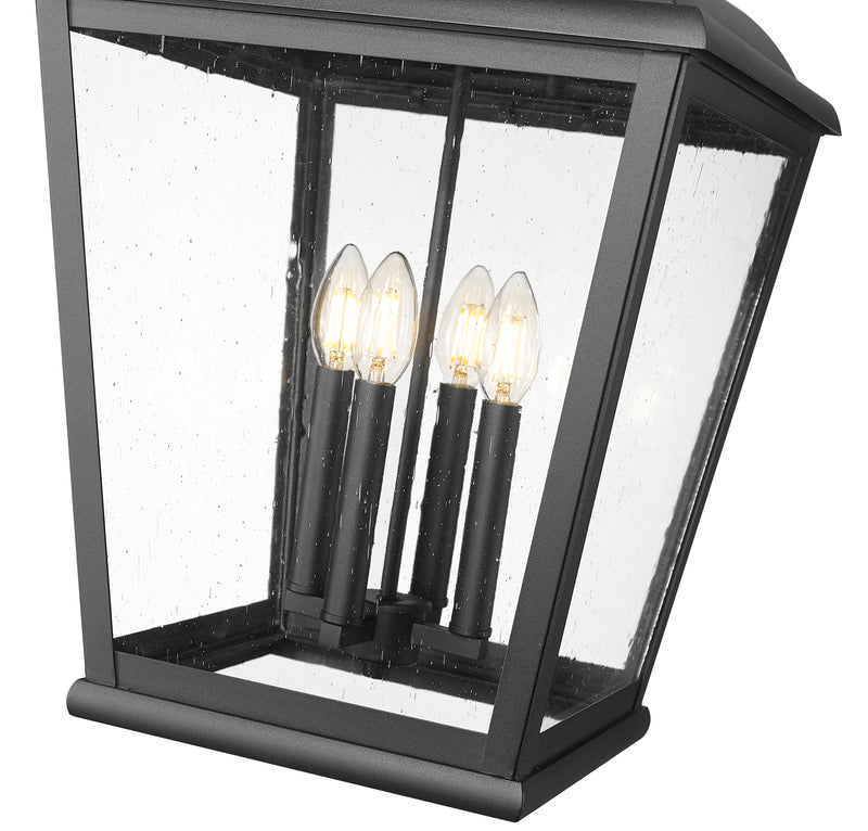Raphael 4 Light 14" Outdoor Chain Mount Ceiling Fixture in Sand Black