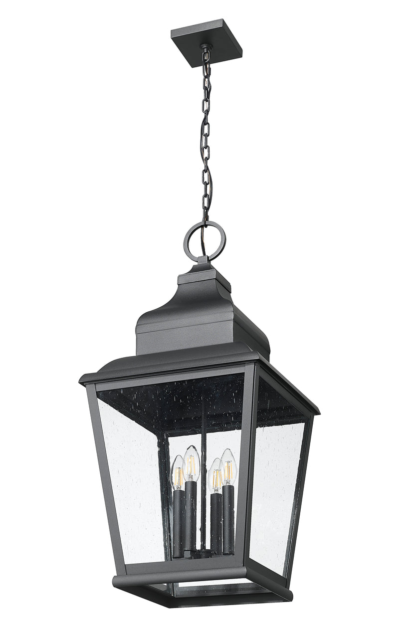 Raphael 4 Light 14" Outdoor Chain Mount Ceiling Fixture in Sand Black