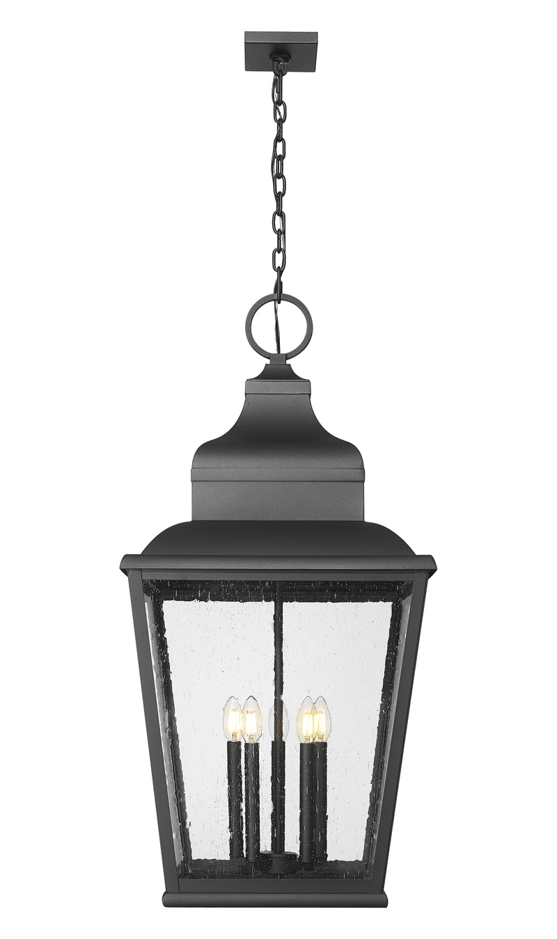 Raphael 5 Light 18" Outdoor Chain Mount Ceiling Fixture in Sand Black