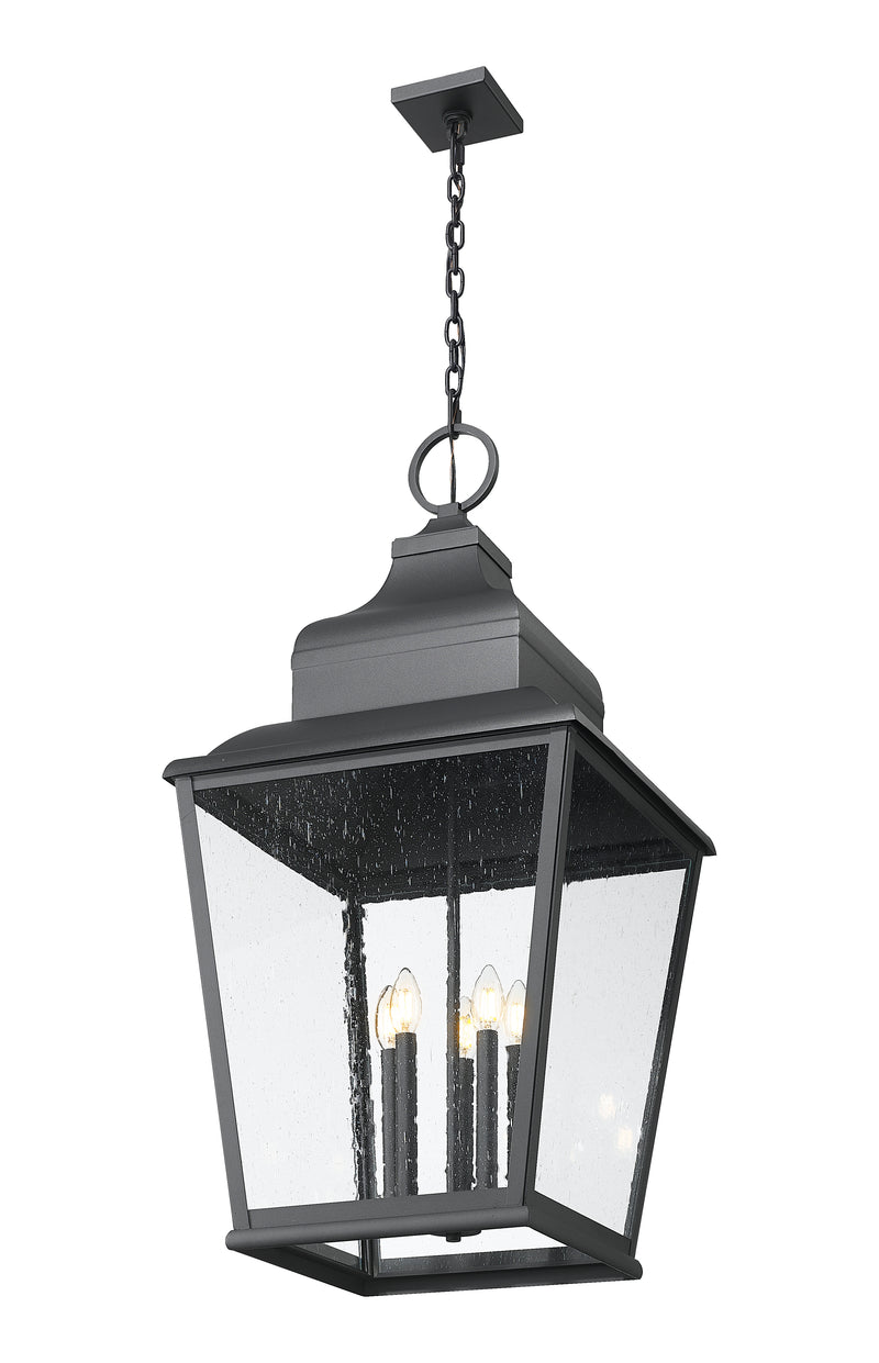 Raphael 5 Light 18" Outdoor Chain Mount Ceiling Fixture in Sand Black