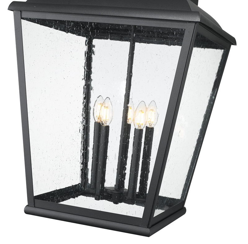 Raphael 5 Light 18" Outdoor Chain Mount Ceiling Fixture in Sand Black