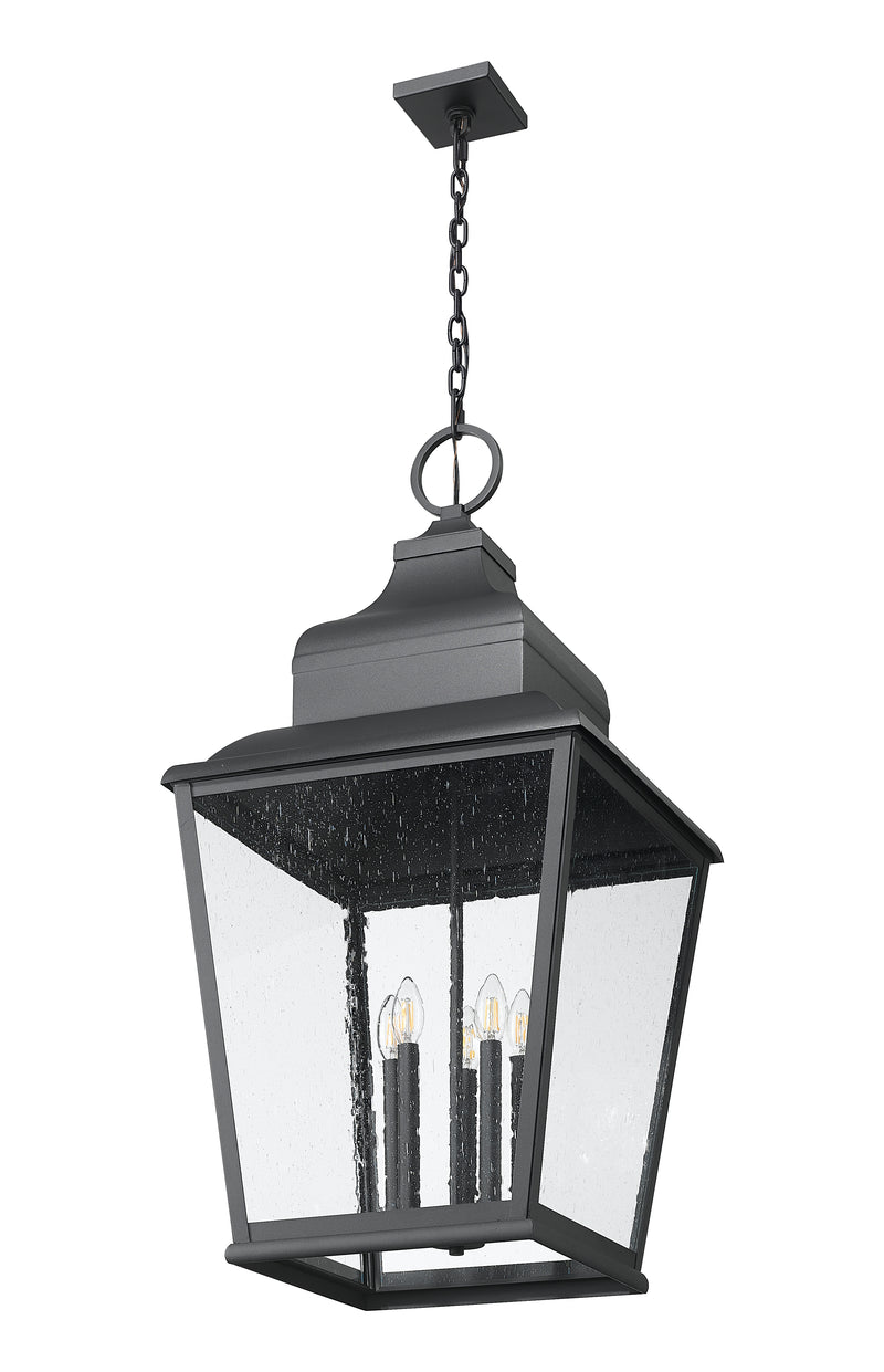 Raphael 5 Light 18" Outdoor Chain Mount Ceiling Fixture in Sand Black