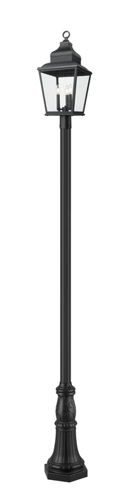 Raphael 3 Light 12" Outdoor Post Mount Fixture in Sand Black, 96" Cast Post, 13" Base