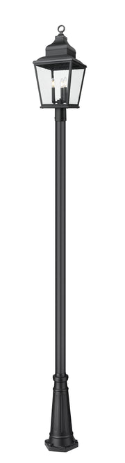 Raphael 3 Light 12" Outdoor Post Mount Fixture in Sand Black, 96" Cast Post, 10" Base