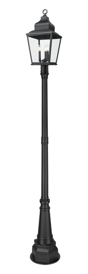 Raphael 3 Light 12" Outdoor Post Mount Fixture in Sand Black, 84" Post, 14" Base