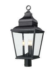 Raphael 3 Light 12" Outdoor Post Mount Fixture in Sand Black, Post Top Only, Round Fitter