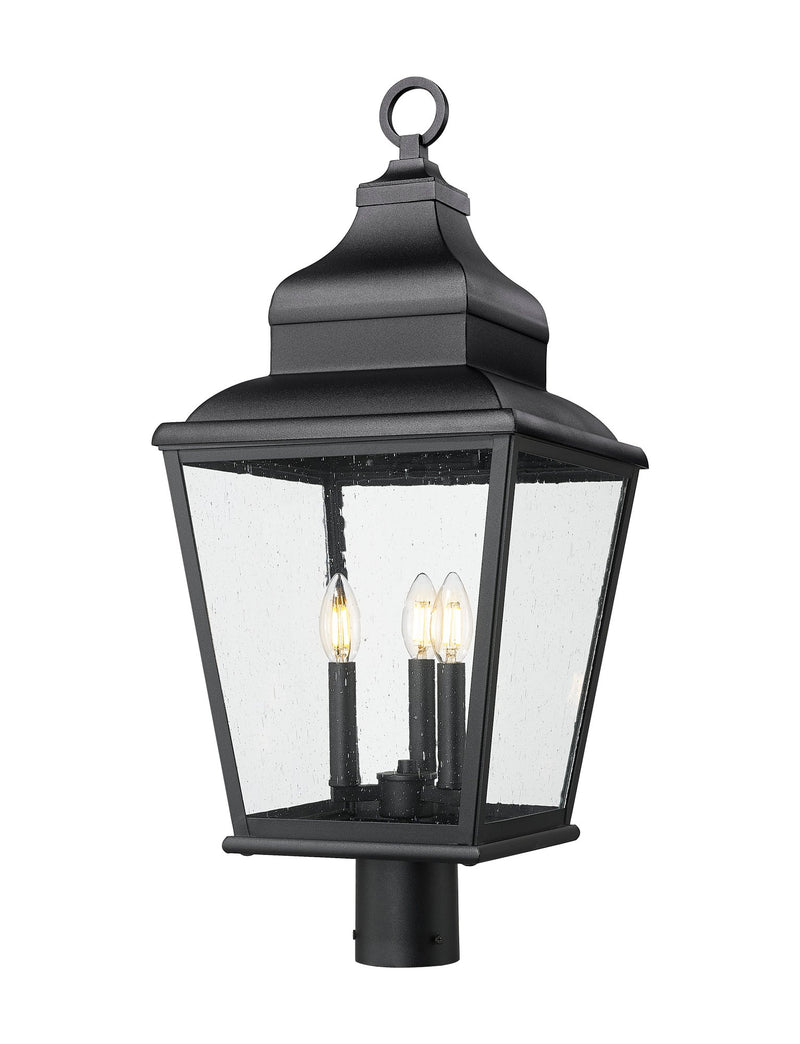 Raphael 3 Light 12" Outdoor Post Mount Fixture in Sand Black, Post Top Only, Round Fitter