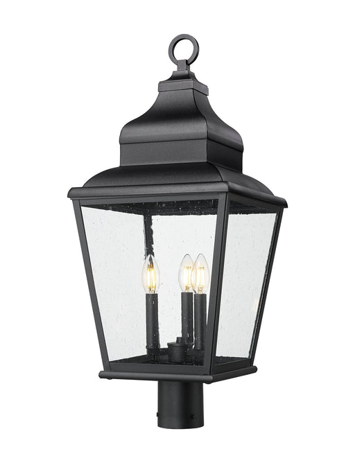 Raphael 3 Light 12" Outdoor Post Mount Fixture in Sand Black, Post Top Only, Round Fitter