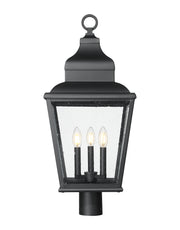 Raphael 3 Light 12" Outdoor Post Mount Fixture in Sand Black, Post Top Only, Round Fitter