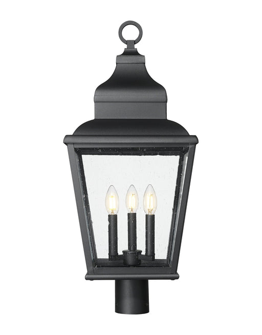 Raphael 3 Light 12" Outdoor Post Mount Fixture in Sand Black, Post Top Only, Round Fitter
