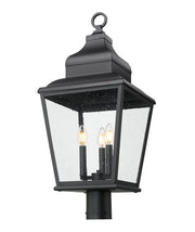 Raphael 3 Light 12" Outdoor Post Mount Fixture in Sand Black, Post Top Only, Round Fitter