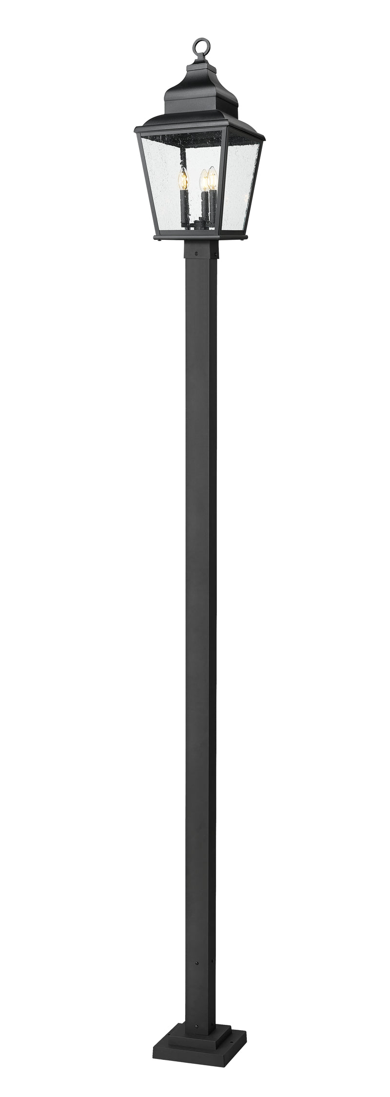 Raphael 3 Light 12" Outdoor Post Mount Fixture in Sand Black, 96" Square Post