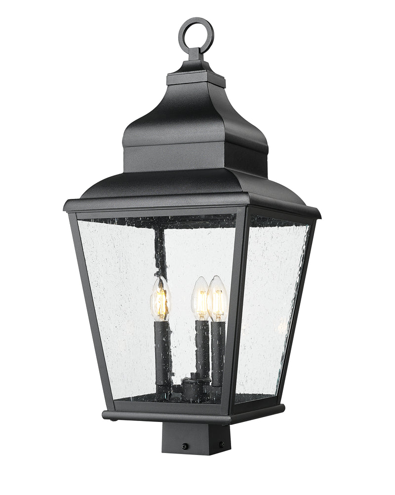 Raphael 3 Light 12" Outdoor Post Mount Fixture in Sand Black, Post Top Only, Square Fitter