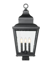 Raphael 3 Light 12" Outdoor Post Mount Fixture in Sand Black, Post Top Only, Square Fitter
