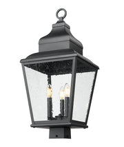 Raphael 3 Light 12" Outdoor Post Mount Fixture in Sand Black, Post Top Only, Square Fitter