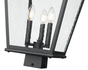 Raphael 3 Light 12" Outdoor Post Mount Fixture in Sand Black, Post Top Only, Square Fitter