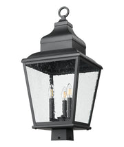 Raphael 3 Light 12" Outdoor Post Mount Fixture in Sand Black, Post Top Only, Square Fitter