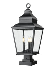 Raphael 3 Light 12" Outdoor Post Mount Fixture in Sand Black, Square Pier Mount