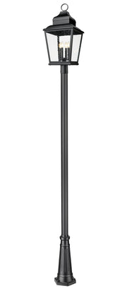 Raphael 4 Light 14" Outdoor Post Mount Fixture in Sand Black, 96" Post, 10" Decorative Base
