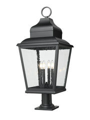 Raphael 4 Light 14" Outdoor Post Mount Fixture in Sand Black, Pier Mount, 6" Base