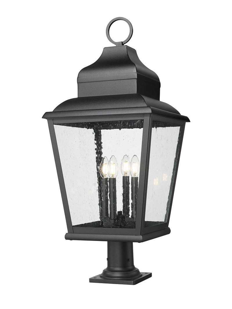 Raphael 4 Light 14" Outdoor Post Mount Fixture in Sand Black, Pier Mount, 6" Base